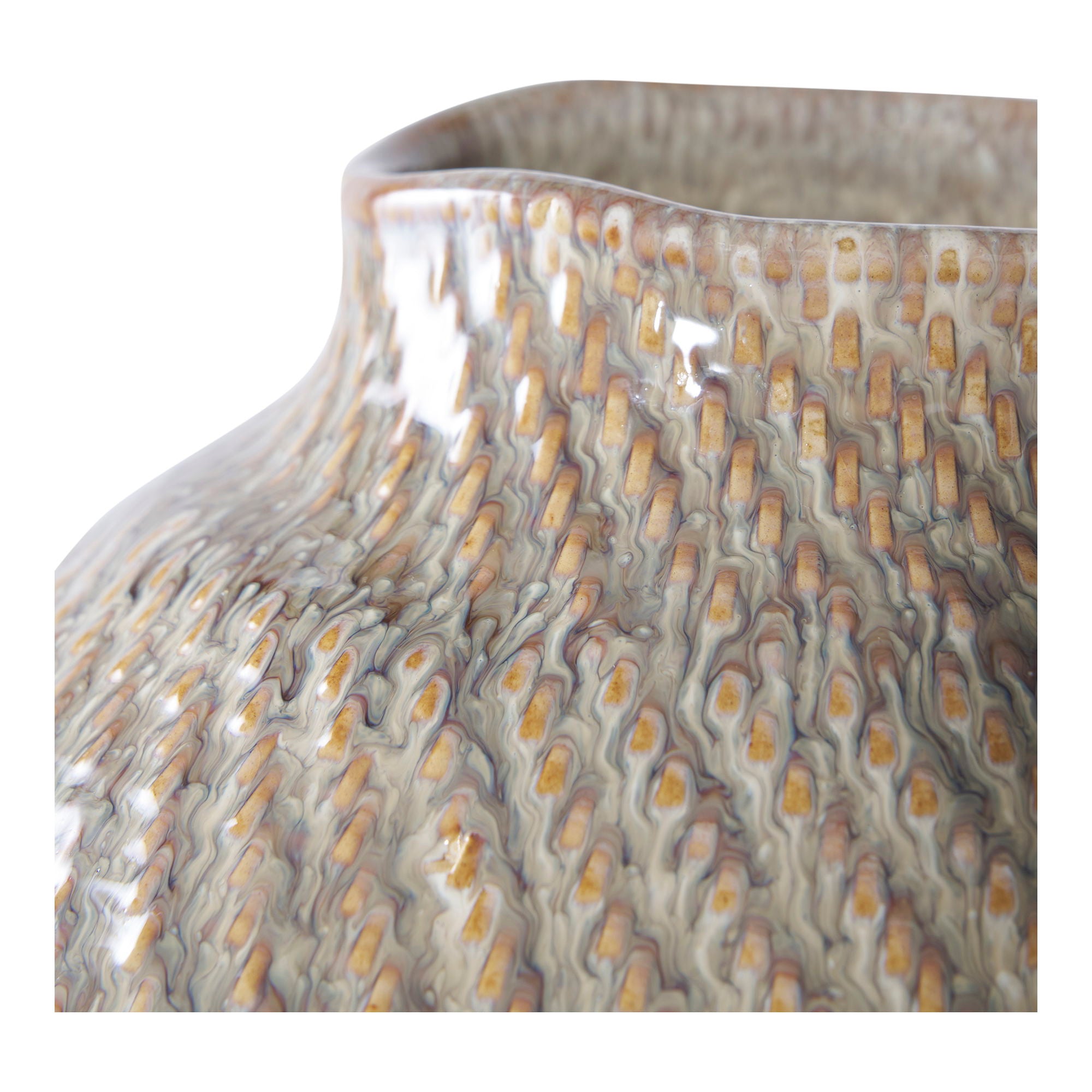 Keramikvase, Beige/Grün, ø26x30,5 cm